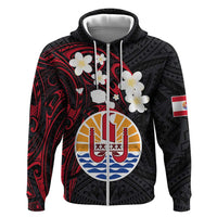 French Polynesia Tiare Day Hoodie Seal and Polynesian Pattern LT03 Zip Hoodie Black - Polynesian Pride