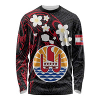 French Polynesia Tiare Day Long Sleeve Shirt Seal and Polynesian Pattern LT03 Unisex Black - Polynesian Pride