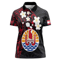 French Polynesia Tiare Day Women Polo Shirt Seal and Polynesian Pattern LT03 Female Black - Polynesian Pride