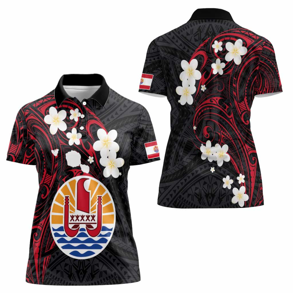 French Polynesia Tiare Day Women Polo Shirt Seal and Polynesian Pattern LT03 - Polynesian Pride