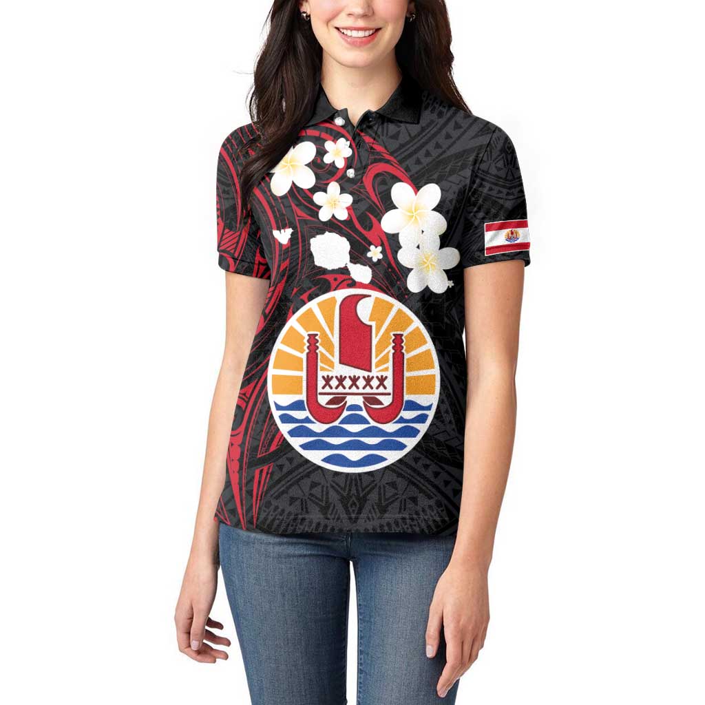 French Polynesia Tiare Day Women Polo Shirt Seal and Polynesian Pattern LT03 - Polynesian Pride