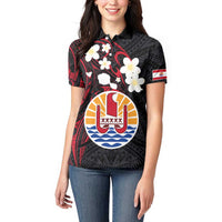 French Polynesia Tiare Day Women Polo Shirt Seal and Polynesian Pattern LT03 - Polynesian Pride