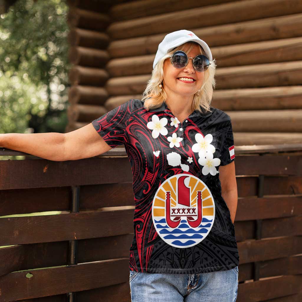 French Polynesia Tiare Day Women Polo Shirt Seal and Polynesian Pattern LT03 - Polynesian Pride