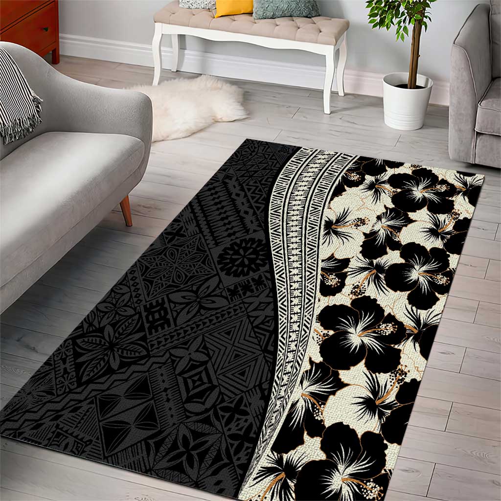 Bula Hibiscus Festival Area Rug Tapa Pattern Half Style LT03 - Polynesian Pride
