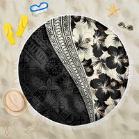 Bula Hibiscus Festival Beach Blanket Tapa Pattern Half Style LT03 One Size 150cm Beige - Polynesian Pride
