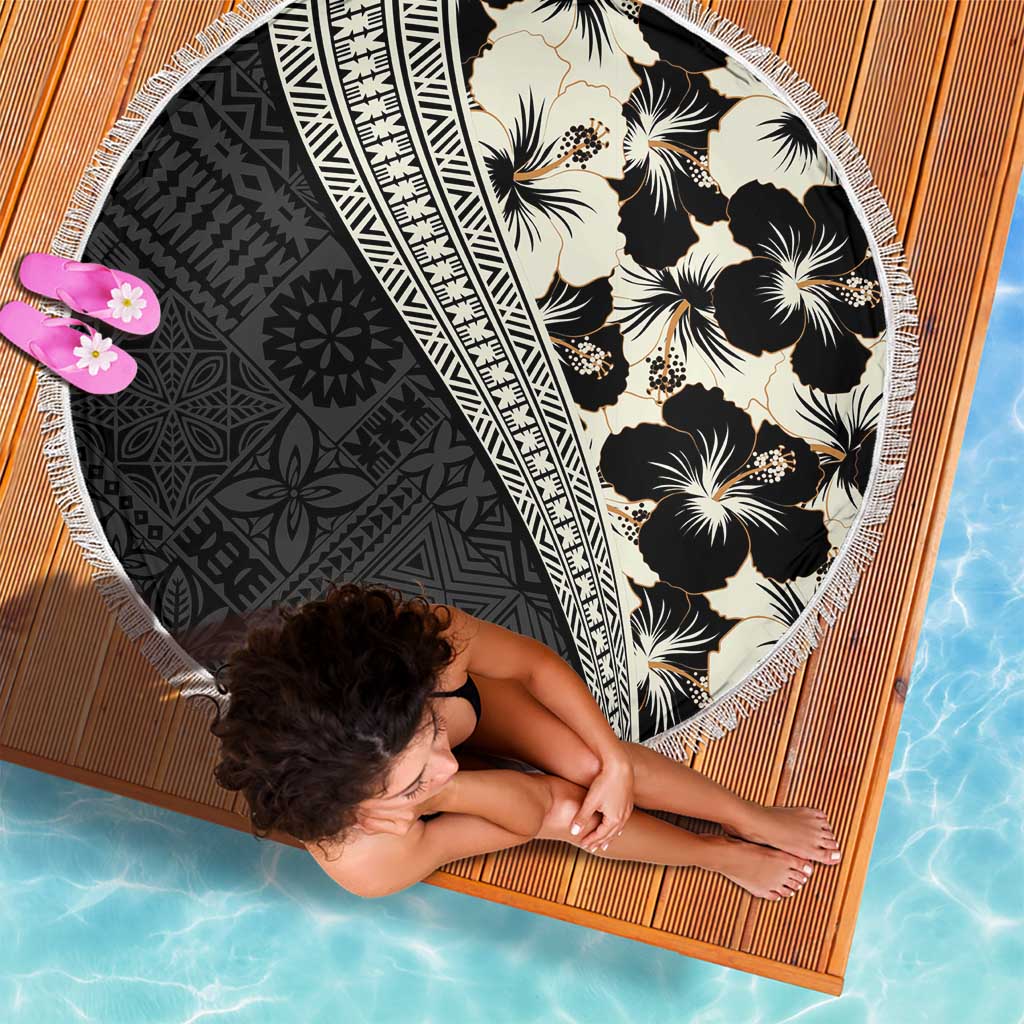 Bula Hibiscus Festival Beach Blanket Tapa Pattern Half Style LT03 - Polynesian Pride