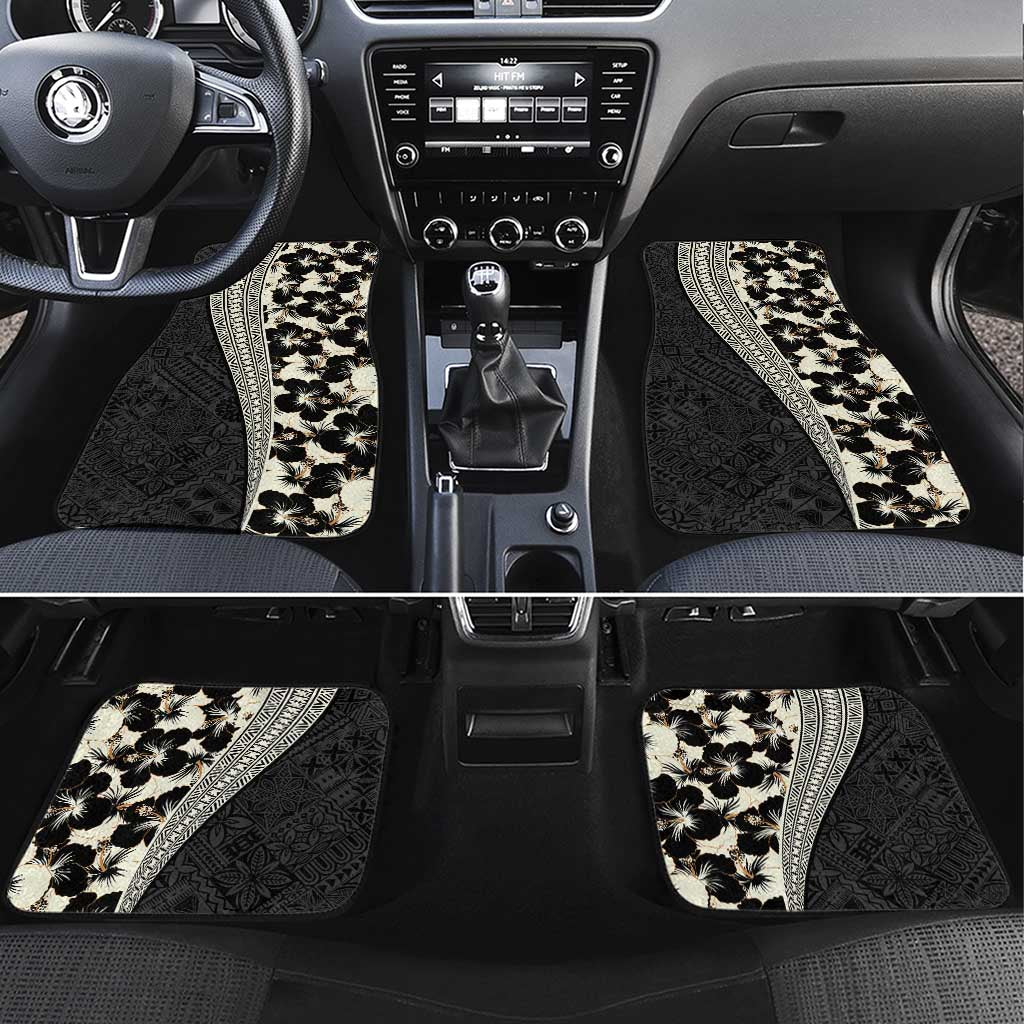 Bula Hibiscus Festival Car Mats Tapa Pattern Half Style LT03 Set 4pcs Beige - Polynesian Pride