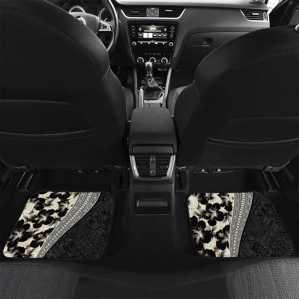 Bula Hibiscus Festival Car Mats Tapa Pattern Half Style LT03 Set 2pcs - Back Beige - Polynesian Pride