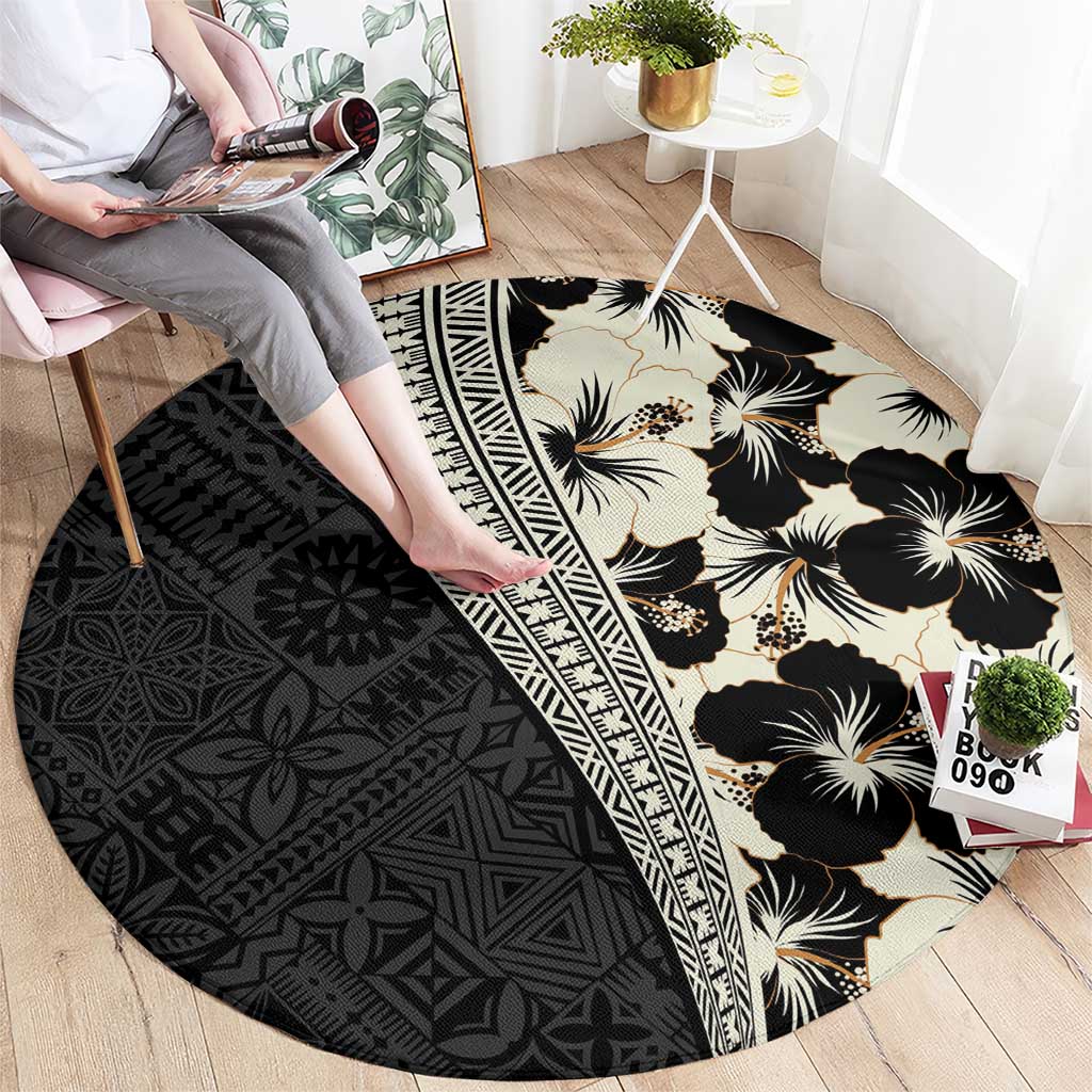 Bula Hibiscus Festival Round Carpet Tapa Pattern Half Style LT03 - Polynesian Pride