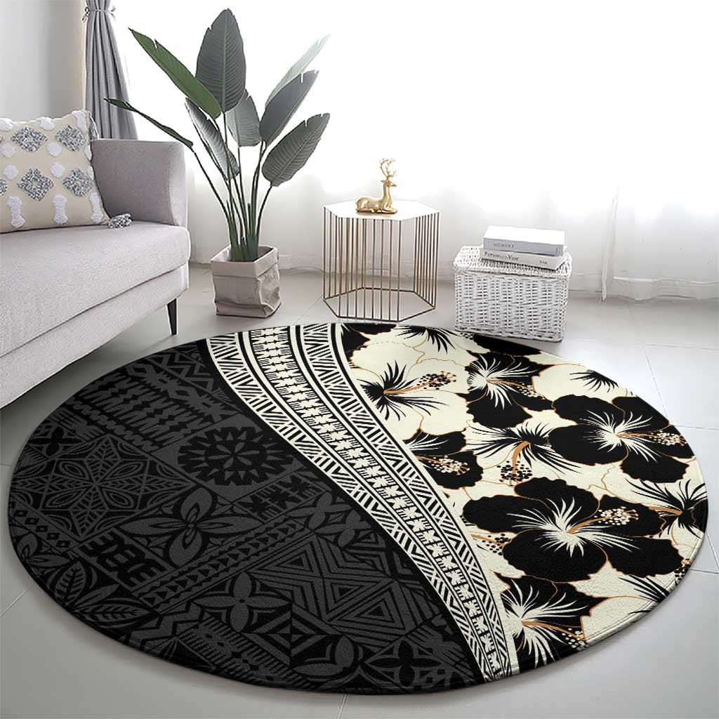 Bula Hibiscus Festival Round Carpet Tapa Pattern Half Style LT03 - Polynesian Pride