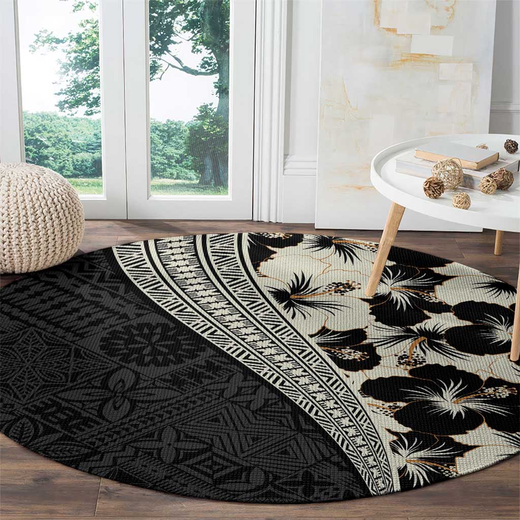 Bula Hibiscus Festival Round Carpet Tapa Pattern Half Style LT03 - Polynesian Pride