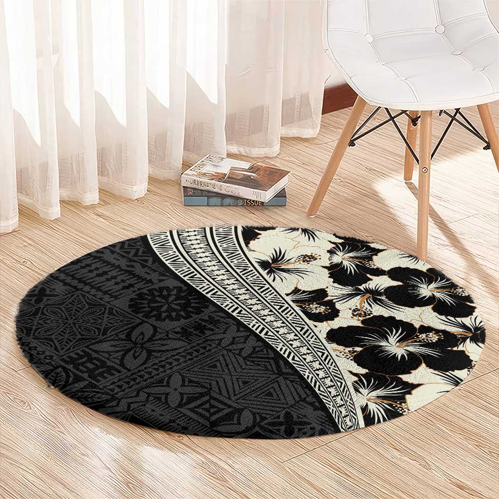 Bula Hibiscus Festival Round Carpet Tapa Pattern Half Style LT03 - Polynesian Pride