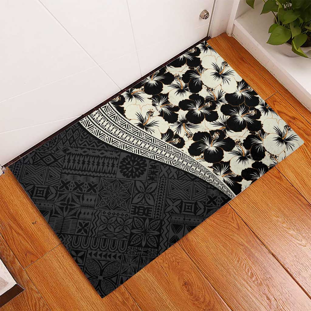 Bula Hibiscus Festival Rubber Doormat Tapa Pattern Half Style LT03 - Polynesian Pride