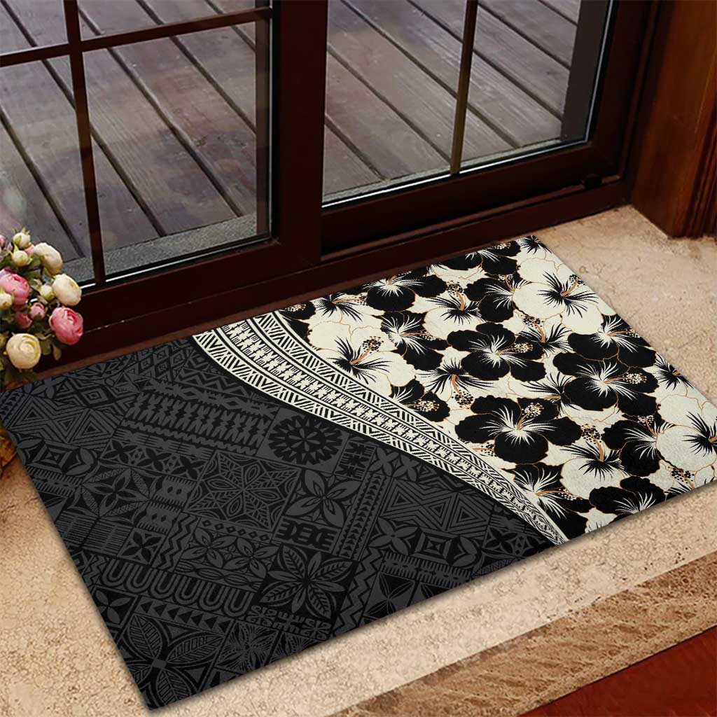 Bula Hibiscus Festival Rubber Doormat Tapa Pattern Half Style LT03 - Polynesian Pride