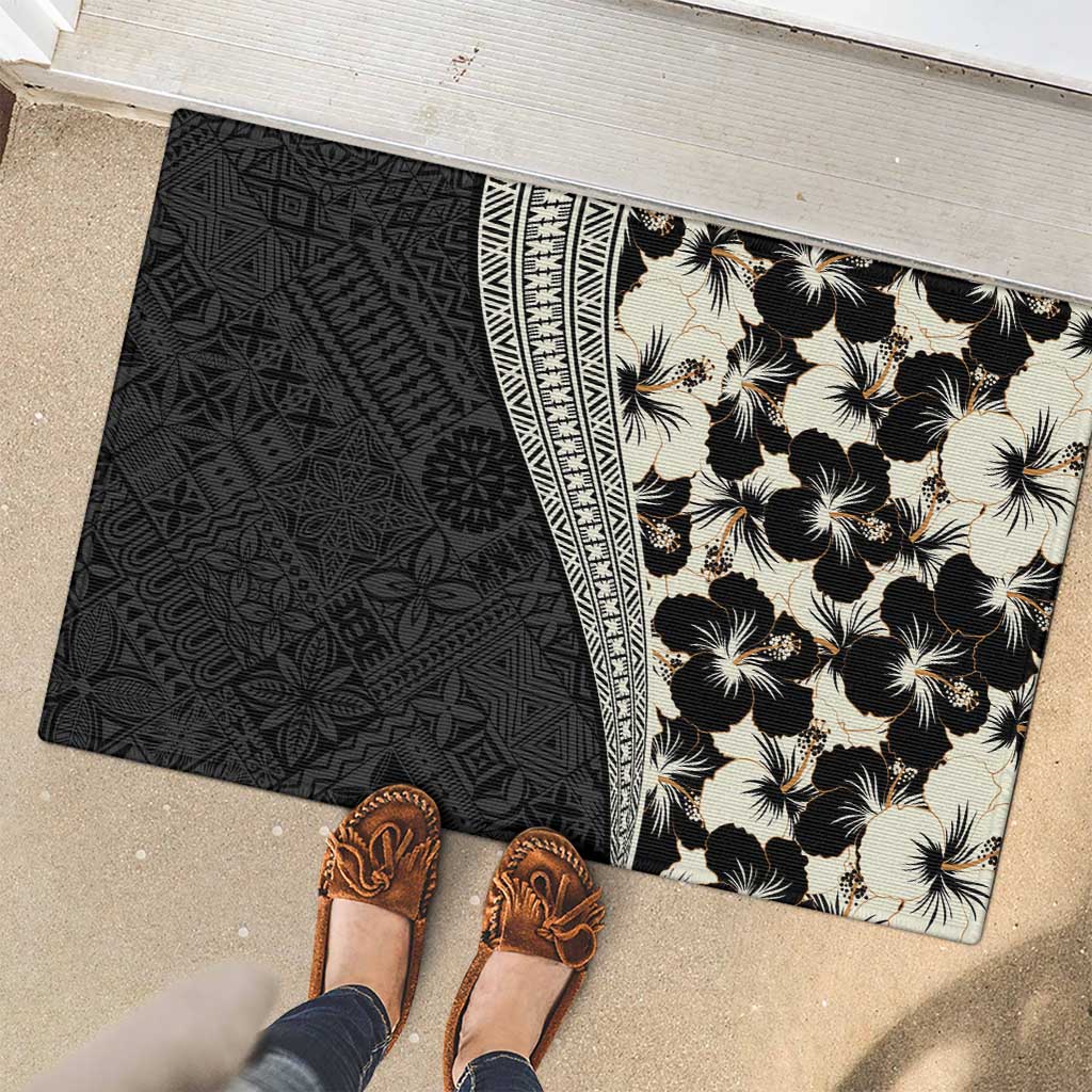 Bula Hibiscus Festival Rubber Doormat Tapa Pattern Half Style LT03 - Polynesian Pride