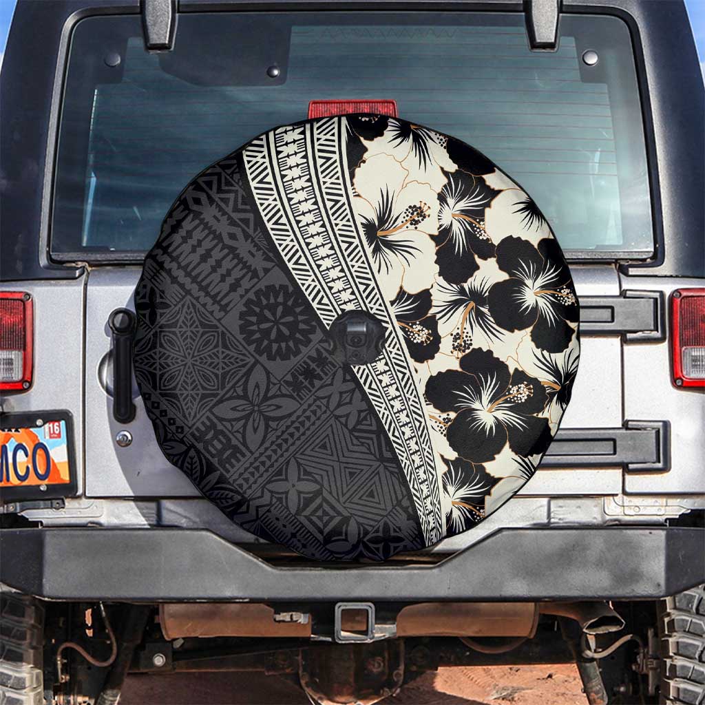 Bula Hibiscus Festival Spare Tire Cover Tapa Pattern Half Style