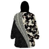 Bula Hibiscus Festival Wearable Blanket Hoodie Tapa Pattern Half Style LT03 - Polynesian Pride