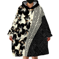 Bula Hibiscus Festival Wearable Blanket Hoodie Tapa Pattern Half Style LT03 - Polynesian Pride