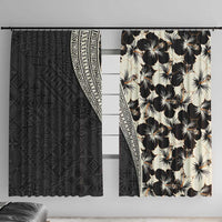 Bula Hibiscus Festival Window Curtain Tapa Pattern Half Style LT03 With Hooks Beige - Polynesian Pride