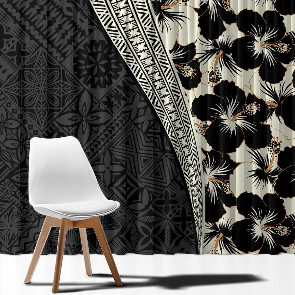 Bula Hibiscus Festival Window Curtain Tapa Pattern Half Style LT03 - Polynesian Pride