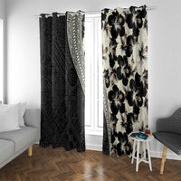 Bula Hibiscus Festival Window Curtain Tapa Pattern Half Style LT03 With Grommets Beige - Polynesian Pride