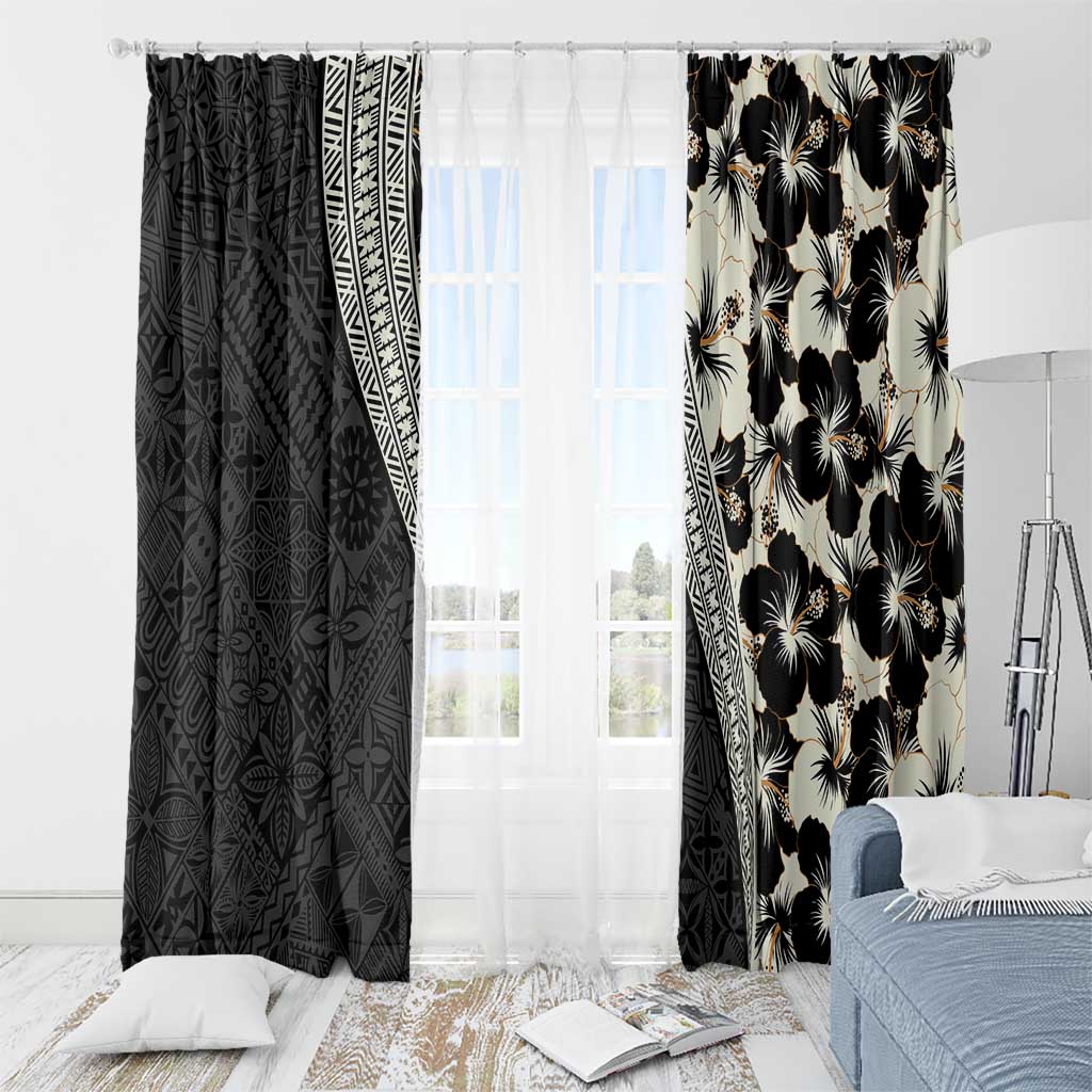 Bula Hibiscus Festival Window Curtain Tapa Pattern Half Style LT03 - Polynesian Pride