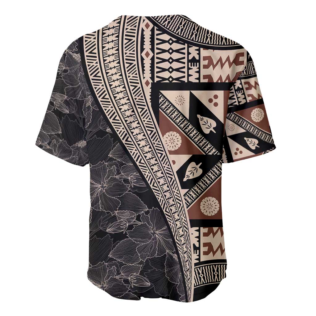 Bula Hibiscus Festival Baseball Jersey Fijian Masi Pattern Half Style LT03 - Polynesian Pride