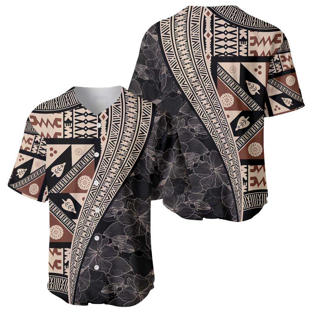 Bula Hibiscus Festival Baseball Jersey Fijian Masi Pattern Half Style LT03 - Polynesian Pride