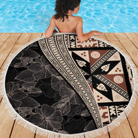 Bula Hibiscus Festival Beach Blanket Fijian Masi Pattern Half Style LT03 - Polynesian Pride
