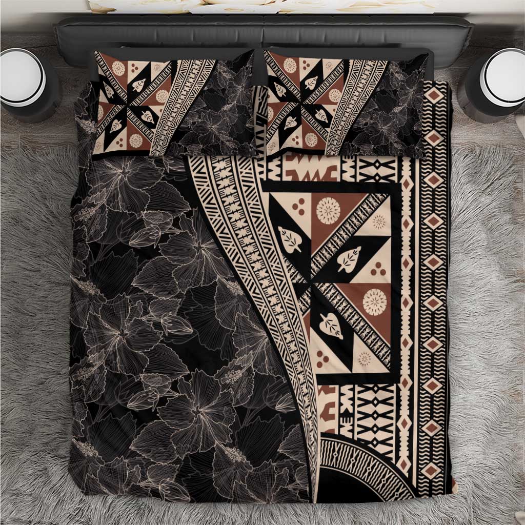Bula Hibiscus Festival Bedding Set Fijian Masi Pattern Half Style LT03 Beige - Polynesian Pride