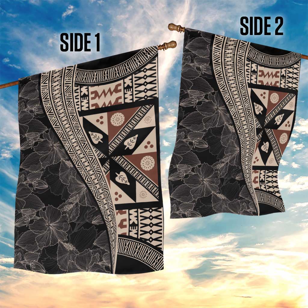 Bula Hibiscus Festival Garden Flag Fijian Masi Pattern Half Style LT03 - Polynesian Pride