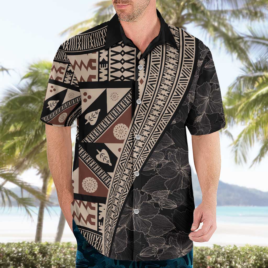 Bula Hibiscus Festival Hawaiian Shirt Fijian Masi Pattern Half Style LT03 - Polynesian Pride