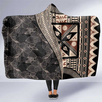 Bula Hibiscus Festival Hooded Blanket Fijian Masi Pattern Half Style LT03 One Size Beige - Polynesian Pride