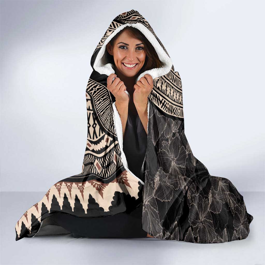 Bula Hibiscus Festival Hooded Blanket Fijian Masi Pattern Half Style LT03 - Polynesian Pride