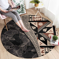Bula Hibiscus Festival Round Carpet Fijian Masi Pattern Half Style LT03 - Polynesian Pride