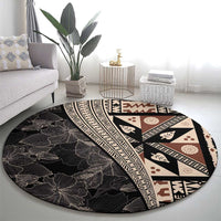 Bula Hibiscus Festival Round Carpet Fijian Masi Pattern Half Style LT03 - Polynesian Pride