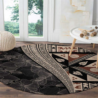 Bula Hibiscus Festival Round Carpet Fijian Masi Pattern Half Style LT03 - Polynesian Pride