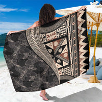 Bula Hibiscus Festival Sarong Fijian Masi Pattern Half Style LT03 One Size 44 x 66 inches Beige - Polynesian Pride