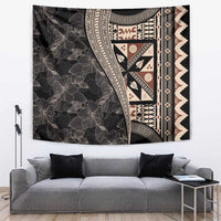 Bula Hibiscus Festival Tapestry Fijian Masi Pattern Half Style LT03 Beige - Polynesian Pride