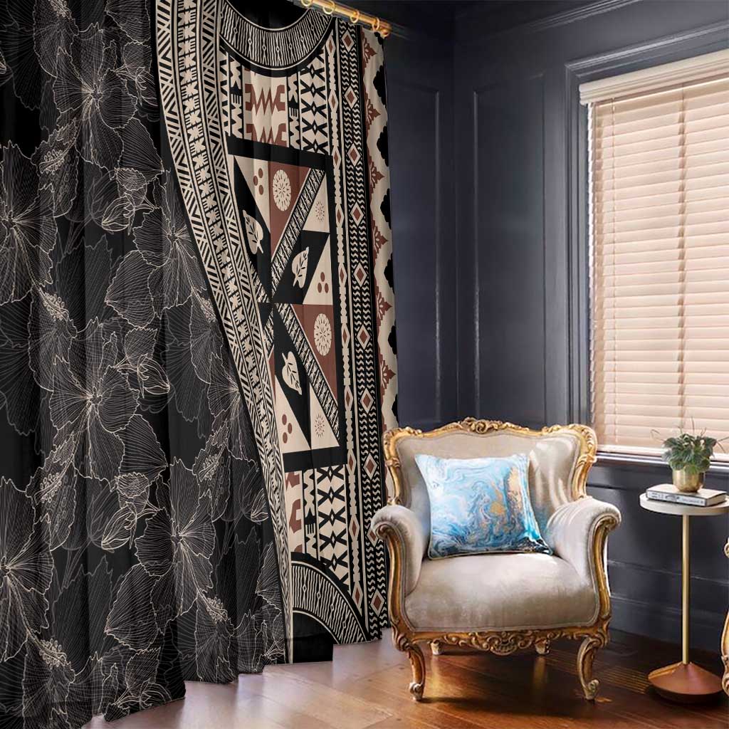 Bula Hibiscus Festival Window Curtain Fijian Masi Pattern Half Style LT03 - Polynesian Pride