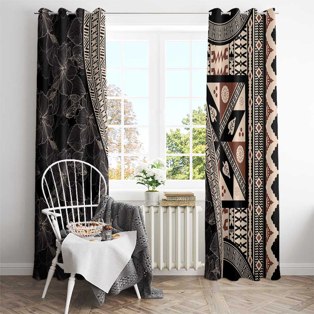 Bula Hibiscus Festival Window Curtain Fijian Masi Pattern Half Style LT03 - Polynesian Pride