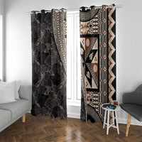 Bula Hibiscus Festival Window Curtain Fijian Masi Pattern Half Style LT03 With Grommets Beige - Polynesian Pride