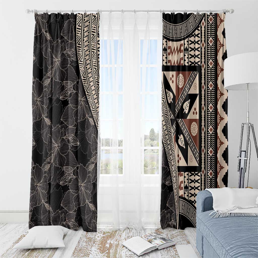 Bula Hibiscus Festival Window Curtain Fijian Masi Pattern Half Style LT03 - Polynesian Pride