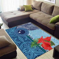 Fiji Day Area Rug Tapa Pattern and Hibiscus Flower LT03 - Polynesian Pride
