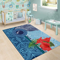 Fiji Day Area Rug Tapa Pattern and Hibiscus Flower LT03 - Polynesian Pride