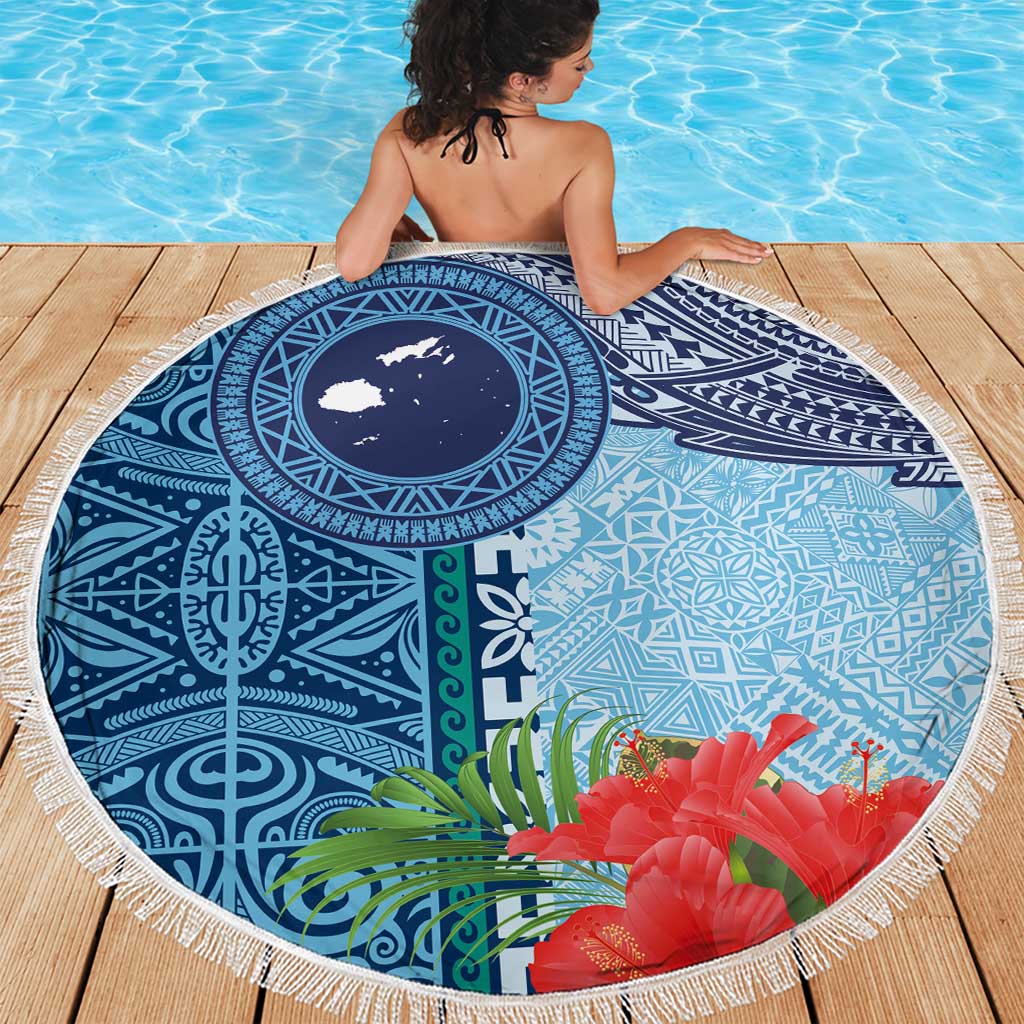 Fiji Day Beach Blanket Tapa Pattern and Hibiscus Flower LT03 - Polynesian Pride