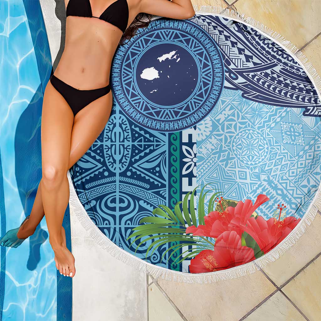 Fiji Day Beach Blanket Tapa Pattern and Hibiscus Flower LT03 - Polynesian Pride