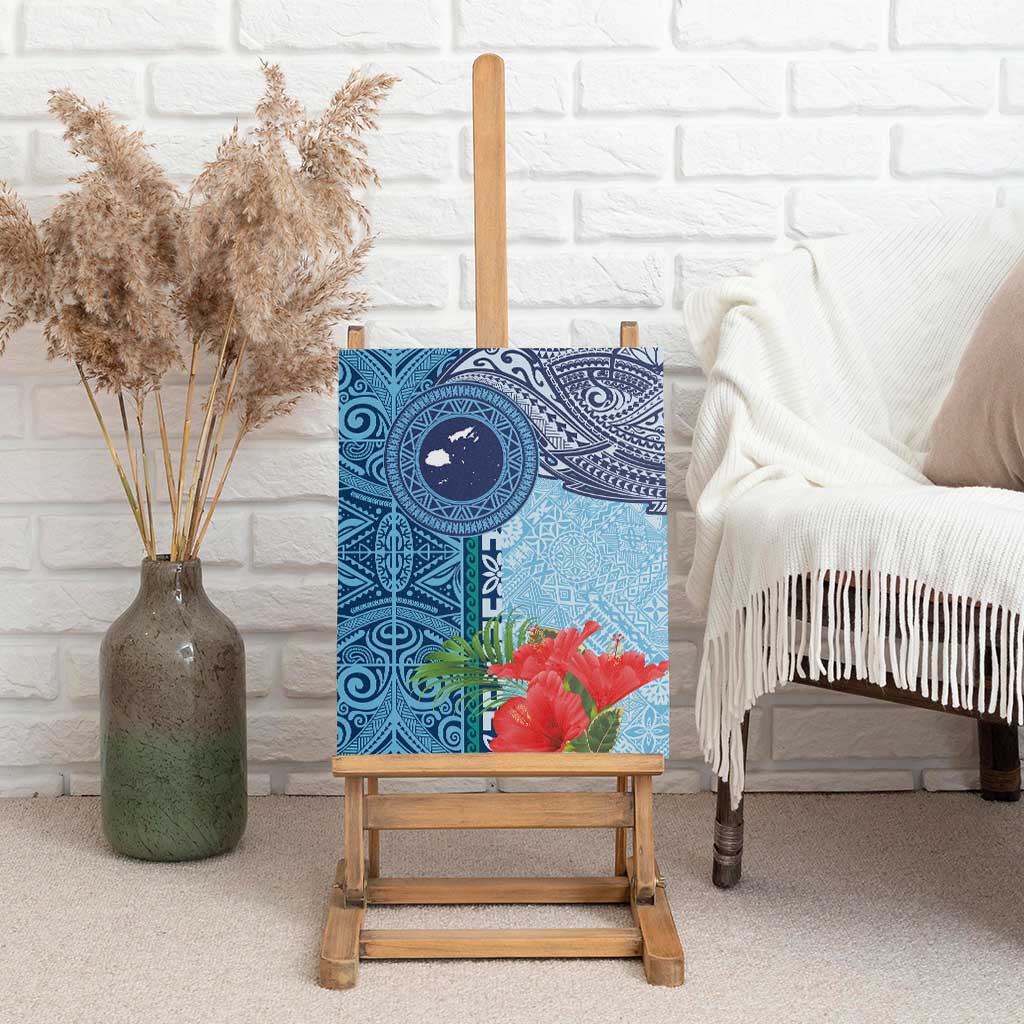 Fiji Day Canvas Wall Art Tapa Pattern and Hibiscus Flower LT03 - Polynesian Pride