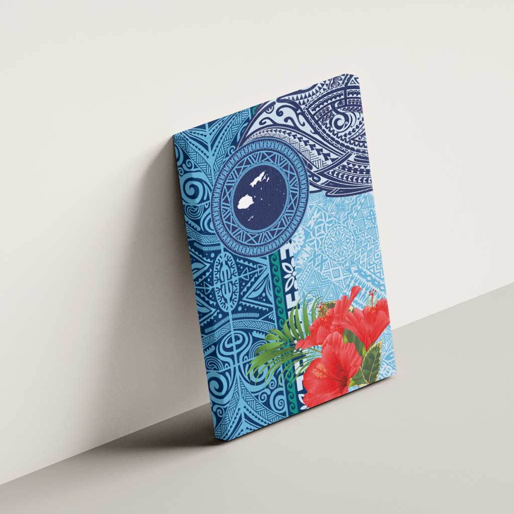 Fiji Day Canvas Wall Art Tapa Pattern and Hibiscus Flower LT03 - Polynesian Pride