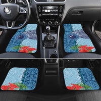Fiji Day Car Mats Tapa Pattern and Hibiscus Flower LT03 Set 4pcs Blue - Polynesian Pride